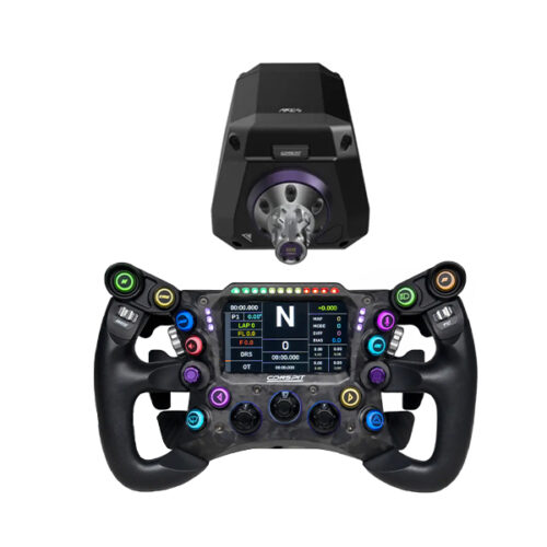 Conspit 290 GP Wheel and the Ares 20Nm Wheelbase bundle from the front view.